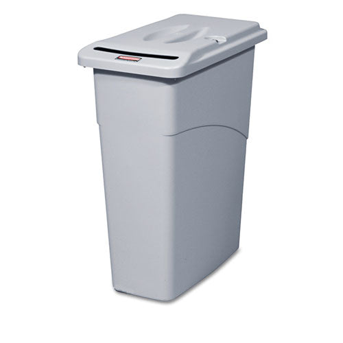 Rubbermaid® Commercial wholesale. Rubbermaid® Slim Jim Confidential Document Receptacle With Lid, Rectangle, 23 Gal, Light Gray. HSD Wholesale: Janitorial Supplies, Breakroom Supplies, Office Supplies.