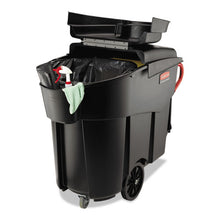 Load image into Gallery viewer, Rubbermaid® Commercial wholesale. Rubbermaid® Mega Brute Mobile Container, Rectangular, Plastic, 120 Gal, Black. HSD Wholesale: Janitorial Supplies, Breakroom Supplies, Office Supplies.