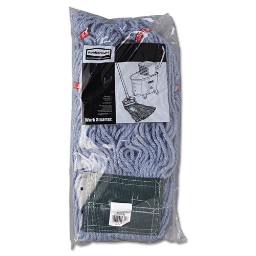 Rubbermaid® Commercial wholesale. Rubbermaid® Web Foot Wet Mop Head, Shrinkless, Cotton-synthetic, Blue, Medium, 6-carton. HSD Wholesale: Janitorial Supplies, Breakroom Supplies, Office Supplies.