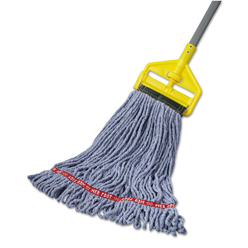 Rubbermaid® Commercial wholesale. Rubbermaid® Web Foot Wet Mop Head, Shrinkless, Cotton-synthetic, Blue, Medium, 6-carton. HSD Wholesale: Janitorial Supplies, Breakroom Supplies, Office Supplies.