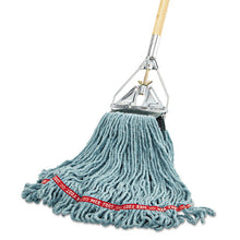 Load image into Gallery viewer, Rubbermaid® Commercial wholesale. Rubbermaid® Web Foot Wet Mop Head, Shrinkless, Cotton-synthetic, Green, Medium, 6-carton. HSD Wholesale: Janitorial Supplies, Breakroom Supplies, Office Supplies.