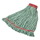 Rubbermaid® Commercial wholesale. Rubbermaid® Web Foot Shrinkless Looped-end Wet Mop Head, Cotton-synthetic, Large, Green, 5" Red Headband. HSD Wholesale: Janitorial Supplies, Breakroom Supplies, Office Supplies.