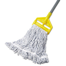 Load image into Gallery viewer, Rubbermaid® Commercial wholesale. Rubbermaid® Web Foot Finish Mop, White, Med, Cotton-synthetic, 1&quot;. White Headband, 6-carton. HSD Wholesale: Janitorial Supplies, Breakroom Supplies, Office Supplies.