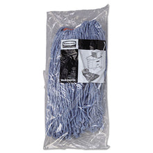Load image into Gallery viewer, Rubbermaid® Commercial wholesale. Rubbermaid® Cotton-synthetic Cut-end Blend Mop Head, 16 Oz, 1&quot; Band, Blue, 12-carton. HSD Wholesale: Janitorial Supplies, Breakroom Supplies, Office Supplies.