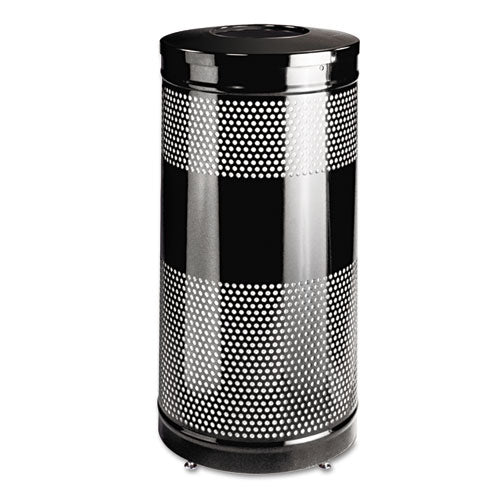 Rubbermaid® Commercial wholesale. Rubbermaid® Classics Perforated Open Top Receptacle, Round, Steel, 25 Gal, Black. HSD Wholesale: Janitorial Supplies, Breakroom Supplies, Office Supplies.