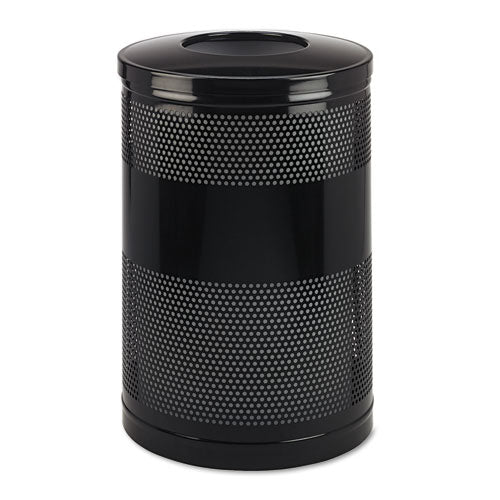 Rubbermaid® Commercial wholesale. Rubbermaid® Classics Perforated Open Top Receptacle, Round, Steel, 51 Gal, Black. HSD Wholesale: Janitorial Supplies, Breakroom Supplies, Office Supplies.