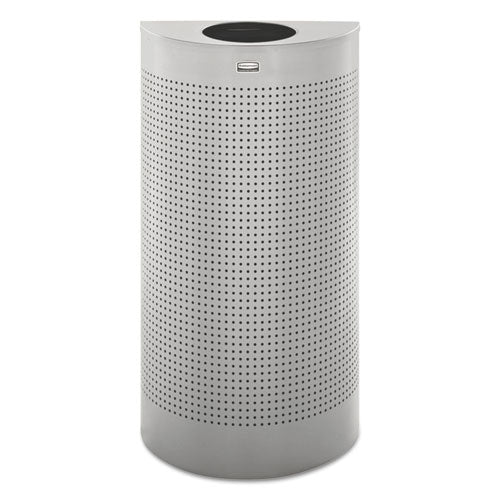 Rubbermaid® Commercial wholesale. Rubbermaid® Designer Line Silhouettes Receptacle, Half-round, Steel, 12 Gal, Silver Metallic. HSD Wholesale: Janitorial Supplies, Breakroom Supplies, Office Supplies.