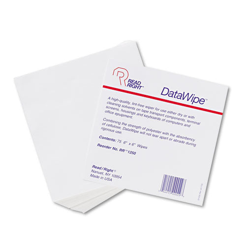 Read Right® wholesale. Datawipe Office Equipment Cleaner, Cloth, 6 X 6, White, 75-pack. HSD Wholesale: Janitorial Supplies, Breakroom Supplies, Office Supplies.