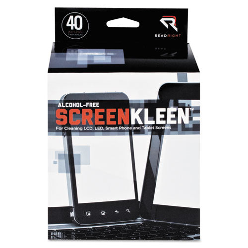 Read Right® wholesale. Screenkleen Alcohol-free Wet Wipes, Cloth, 5 X 5, 40-box. HSD Wholesale: Janitorial Supplies, Breakroom Supplies, Office Supplies.