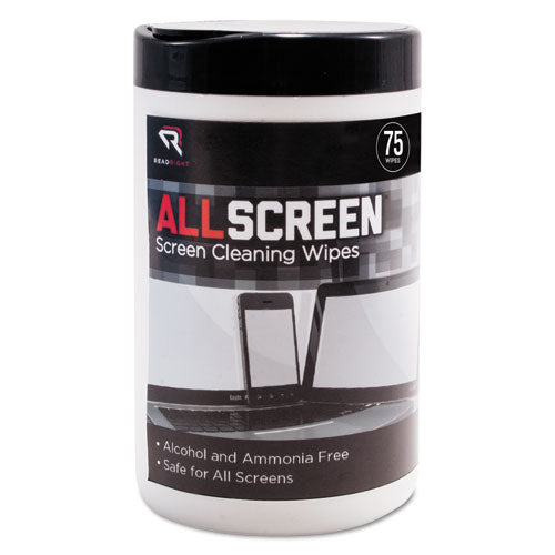 Read Right® wholesale. Allscreen Screen Cleaning Wipes, 6" X 6", White, 75-tub. HSD Wholesale: Janitorial Supplies, Breakroom Supplies, Office Supplies.