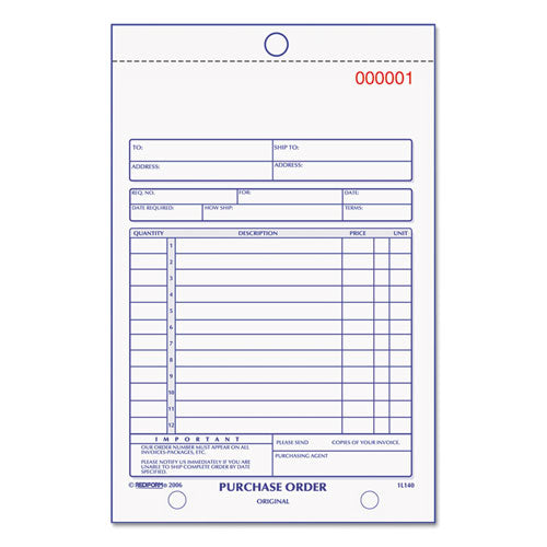 Rediform® wholesale. Purchase Order Book, Bottom Punch, 5 1-2 X 7 7-8, Two-part Carbonless, 50 Forms. HSD Wholesale: Janitorial Supplies, Breakroom Supplies, Office Supplies.