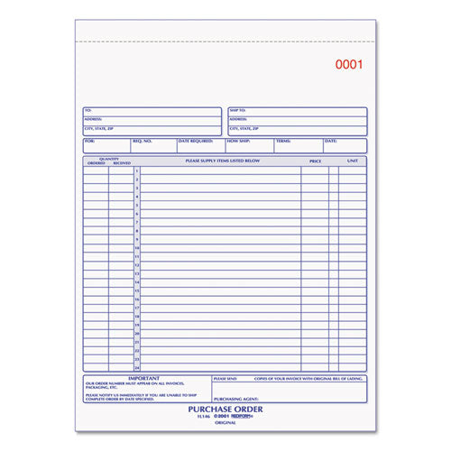 Rediform® wholesale. Purchase Order Book, 8 1-2 X 11, Letter, Two-part Carbonless, 50 Sets-book. HSD Wholesale: Janitorial Supplies, Breakroom Supplies, Office Supplies.