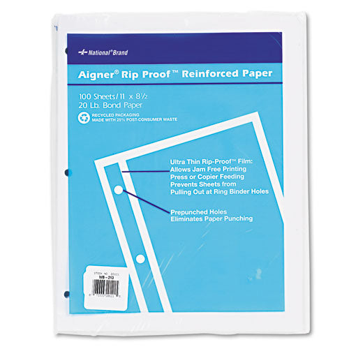 National® wholesale. Rip Proof Reinforced Filler Paper, 3-hole, 8.5 X 11, Unruled, 100-pack. HSD Wholesale: Janitorial Supplies, Breakroom Supplies, Office Supplies.