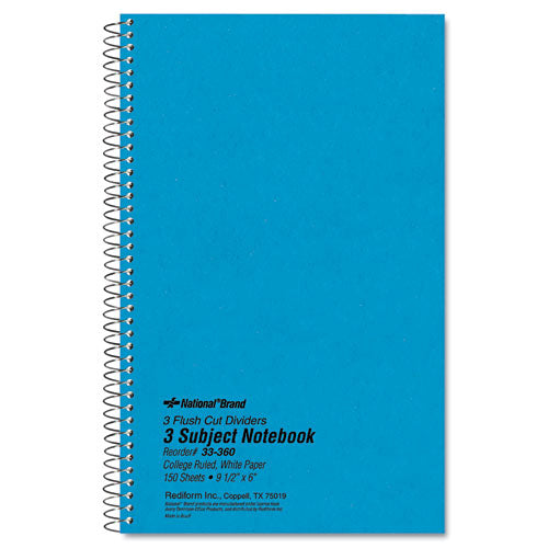 National® wholesale. Three-subject Wirebound Notebooks, 3 Subjects, Medium-college Rule, Blue Cover, 9.5 X 6, 150 Sheets. HSD Wholesale: Janitorial Supplies, Breakroom Supplies, Office Supplies.