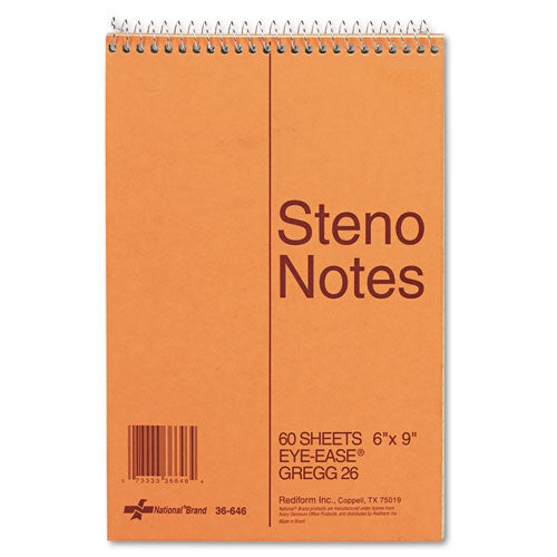 National® wholesale. Standard Spiral Steno Book, Gregg Rule, 6 X 9, Eye-ease Green, 60 Sheets. HSD Wholesale: Janitorial Supplies, Breakroom Supplies, Office Supplies.