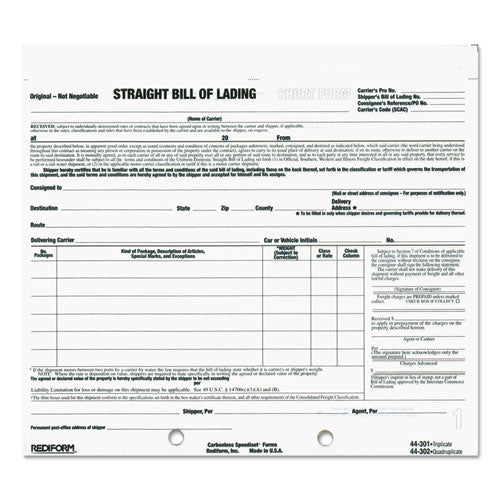 Rediform® wholesale. Bill Of Lading Short Form, 7 X 8 1-2, Three-part Carbonless, 250 Forms. HSD Wholesale: Janitorial Supplies, Breakroom Supplies, Office Supplies.