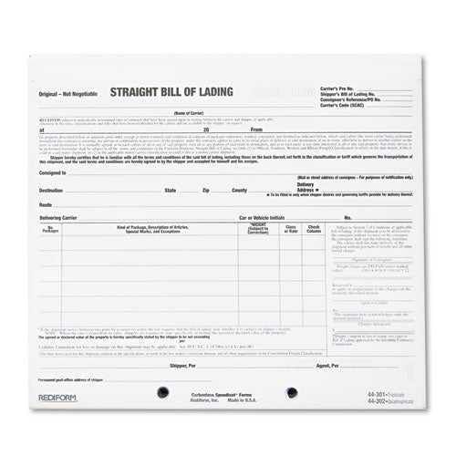 Rediform® wholesale. Bill Of Lading Short Form, 7 X 8 1-2, Three-part Carbonless, 250 Forms. HSD Wholesale: Janitorial Supplies, Breakroom Supplies, Office Supplies.