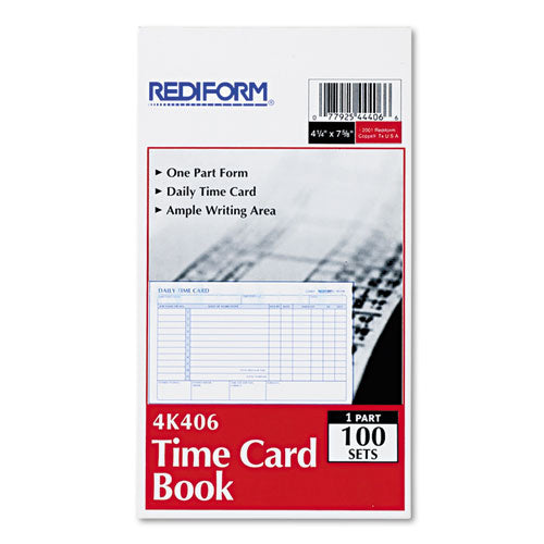 Rediform® wholesale. Employee Time Card, Daily, Two-sided, 4-1-4 X 7, 100-pad. HSD Wholesale: Janitorial Supplies, Breakroom Supplies, Office Supplies.