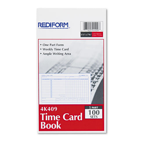 Rediform® wholesale. Employee Time Card, Weekly, 4-1-4 X 7, 100-pad. HSD Wholesale: Janitorial Supplies, Breakroom Supplies, Office Supplies.