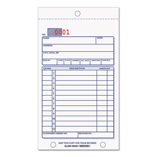 Rediform® wholesale. Sales Book, 3-5-8 X 6 3-8, Carbonless Duplicate, 50 Sets-book. HSD Wholesale: Janitorial Supplies, Breakroom Supplies, Office Supplies.