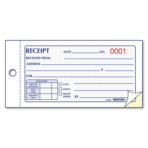 Rediform® wholesale. Small Money Receipt Book, 5 X 2 3-4, Carbonless Duplicate, 50 Sets-book. HSD Wholesale: Janitorial Supplies, Breakroom Supplies, Office Supplies.