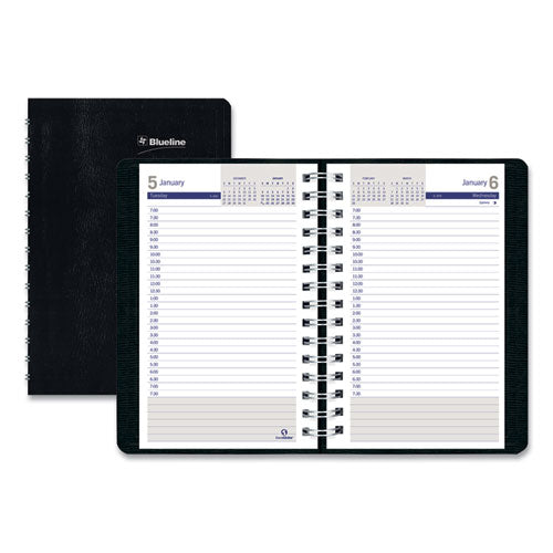 Blueline® wholesale. Duraglobe Daily Planner Ruled For 30-minute Appointments, 8 X 5, Black, 2021. HSD Wholesale: Janitorial Supplies, Breakroom Supplies, Office Supplies.