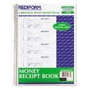 Rediform® wholesale. Spiralbound Unnumbered Money Receipt Book, 7 X 2 3-4, Three-part, 120 Sets-book. HSD Wholesale: Janitorial Supplies, Breakroom Supplies, Office Supplies.