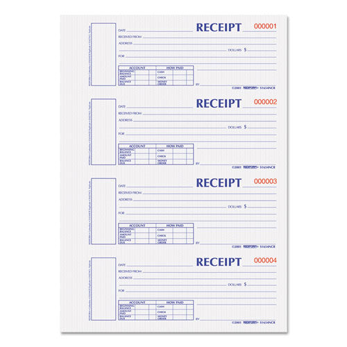 Rediform® wholesale. Hardcover Numbered Money Receipt Book, 6 7-8 X 2 3-4, Two-part, 300 Forms. HSD Wholesale: Janitorial Supplies, Breakroom Supplies, Office Supplies.
