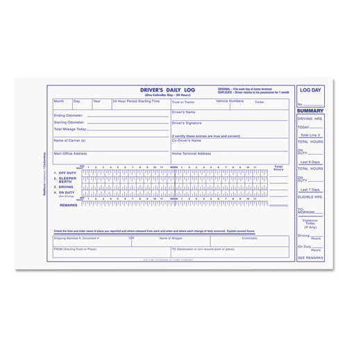 Rediform® wholesale. Driver's Daily Log, 8 3-4 X 5 3-8, Carbonless Duplicate, 31 Sets-book. HSD Wholesale: Janitorial Supplies, Breakroom Supplies, Office Supplies.