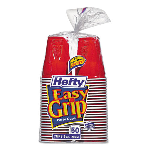 Hefty® wholesale. Easy Grip Disposable Plastic Party Cups, 9 Oz, Red, 50-pack, 12 Packs-carton. HSD Wholesale: Janitorial Supplies, Breakroom Supplies, Office Supplies.