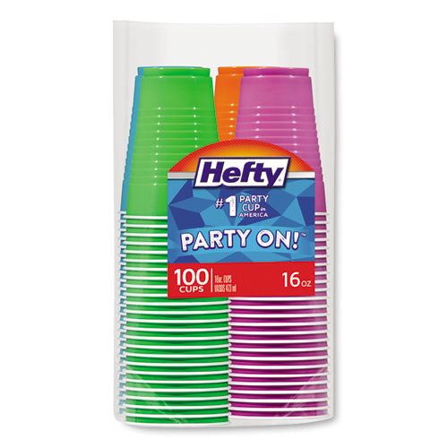 Hefty® wholesale. Easy Grip Disposable Plastic Party Cups, 16 Oz, Assorted, 100-pack, 4pk-carton. HSD Wholesale: Janitorial Supplies, Breakroom Supplies, Office Supplies.