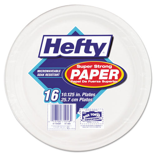 Hefty® wholesale. Super Strong Paper Dinnerware, 10 1-8" Plate, Bagasse, 16-pack, 12 Packs-carton. HSD Wholesale: Janitorial Supplies, Breakroom Supplies, Office Supplies.