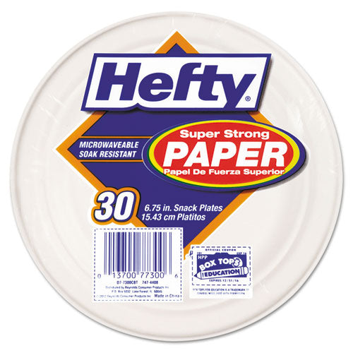 Hefty® wholesale. Super Strong Paper Dinnerware, 6 3-4" Plate, Bagasse, 30-pack, 12 Packs-carton. HSD Wholesale: Janitorial Supplies, Breakroom Supplies, Office Supplies.