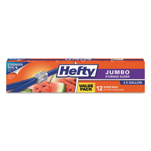 Hefty® wholesale. Slider Bags, 2.5 Gal, 0.9 Mil, 14.38" X 9", Clear, 108-carton. HSD Wholesale: Janitorial Supplies, Breakroom Supplies, Office Supplies.