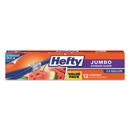 Hefty® wholesale. Slider Bags, 2.5 Gal, 0.9 Mil, 14.38" X 9", Clear, 12-box. HSD Wholesale: Janitorial Supplies, Breakroom Supplies, Office Supplies.