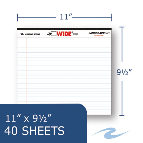 Roaring Spring® wholesale. Wide Landscape Format Writing Pad, Medium-college Rule, 11 X 9.5, White, 40 Sheets. HSD Wholesale: Janitorial Supplies, Breakroom Supplies, Office Supplies.