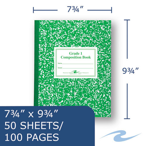 Roaring Spring® wholesale. Grade School Ruled Composition Book, Manuscript, Green, 9.75 X 7.75, 50 Sheets. HSD Wholesale: Janitorial Supplies, Breakroom Supplies, Office Supplies.