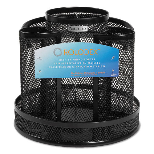 Rolodex™ wholesale. Wire Mesh Spinning Desk Sorter, Black. HSD Wholesale: Janitorial Supplies, Breakroom Supplies, Office Supplies.