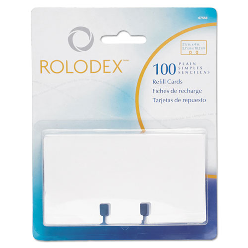 Rolodex™ wholesale. Plain Unruled Refill Card, 2 1-4 X 4, White, 100 Cards-pack. HSD Wholesale: Janitorial Supplies, Breakroom Supplies, Office Supplies.