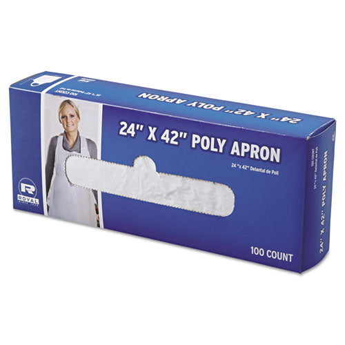 AmerCareRoyal® wholesale. Poly Apron, White, 24 In. W X 42 In. L, One Size Fits All, 1000-carton. HSD Wholesale: Janitorial Supplies, Breakroom Supplies, Office Supplies.