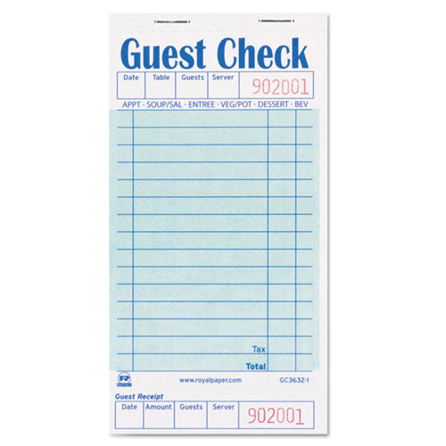 AmerCareRoyal® wholesale. Guest Check Book, 3 1-2 X 6 7-10, 50-book, 50 Books-carton. HSD Wholesale: Janitorial Supplies, Breakroom Supplies, Office Supplies.