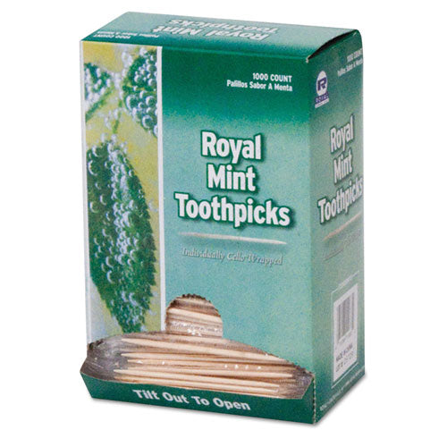 AmerCareRoyal® wholesale. Mint Cello-wrapped Wood Toothpicks, 2 1-2", Natural, 1000-box, 15 Boxes-carton. HSD Wholesale: Janitorial Supplies, Breakroom Supplies, Office Supplies.