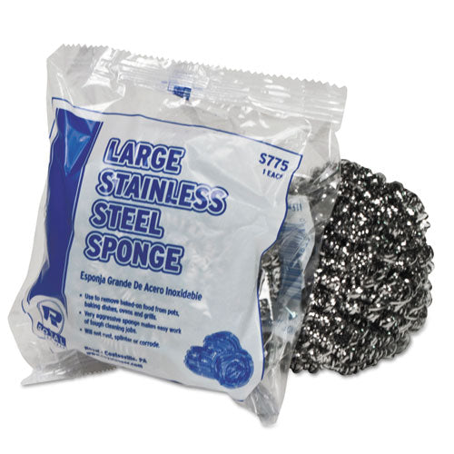 AmerCareRoyal® wholesale. Large Stainless Steel Sponge, Polybagged, 1.75 Oz, 12-pk, 6 Pk-ct. HSD Wholesale: Janitorial Supplies, Breakroom Supplies, Office Supplies.