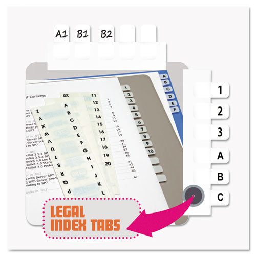 Redi-Tag® wholesale. Legal Index Tabs, 1-12-cut Tabs, A-z, White, 0.44" Wide, 104-pack. HSD Wholesale: Janitorial Supplies, Breakroom Supplies, Office Supplies.