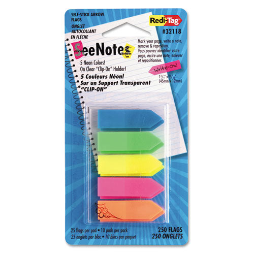 Redi-Tag® wholesale. Seenotes Transparent-film Arrow Page Flags, Assorted Colors, 50-pad, 5 Pads. HSD Wholesale: Janitorial Supplies, Breakroom Supplies, Office Supplies.