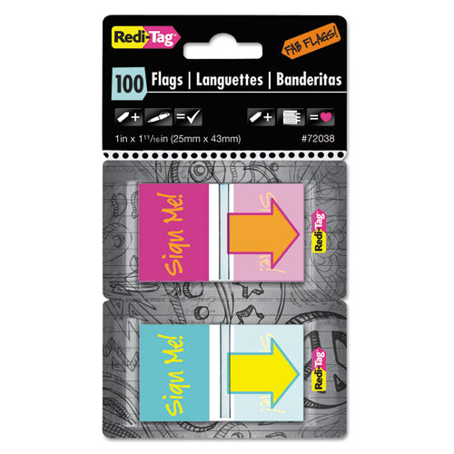 Redi-Tag® wholesale. Pop-up Fab Page Flags W-dispenser, "sign Me!", Red-orange, Teal-yellow, 100-pack. HSD Wholesale: Janitorial Supplies, Breakroom Supplies, Office Supplies.