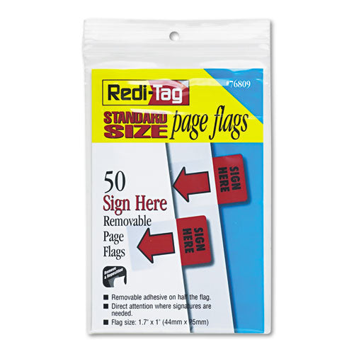 Redi-Tag® wholesale. Removable-reusable Page Flags, "sign Here", Red, 50-pack. HSD Wholesale: Janitorial Supplies, Breakroom Supplies, Office Supplies.