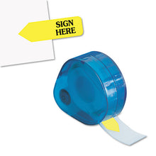 Load image into Gallery viewer, Redi-Tag® wholesale. Arrow Message Page Flags In Dispenser, &quot;sign Here&quot;, Yellow, 120 Flags-dispenser. HSD Wholesale: Janitorial Supplies, Breakroom Supplies, Office Supplies.