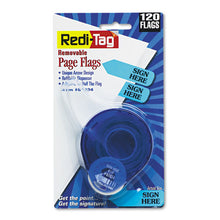 Load image into Gallery viewer, Redi-Tag® wholesale. Arrow Message Page Flags In Dispenser, &quot;sign Here&quot;, Blue, 120 Flags-dispenser. HSD Wholesale: Janitorial Supplies, Breakroom Supplies, Office Supplies.