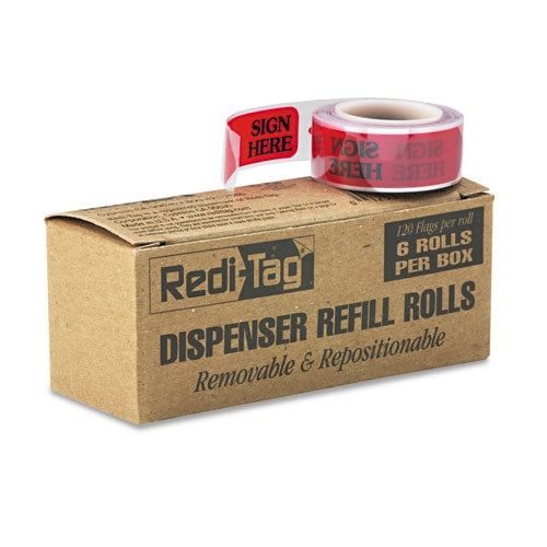 Redi-Tag® wholesale. Arrow Message Page Flag Refills, "sign Here", Red, 6 Rolls Of 120 Flags-box. HSD Wholesale: Janitorial Supplies, Breakroom Supplies, Office Supplies.